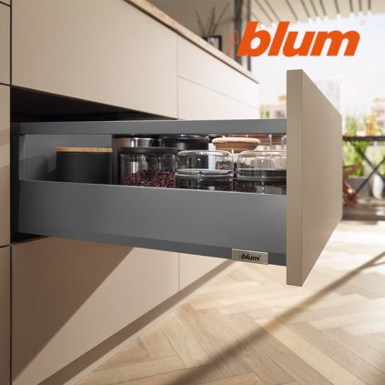 BLUM - MERIVOBOX - sada výška E-reling - BLUMOTION TIP-ON - 40kg -  MD270 - tmavosivá