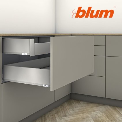BLUM - MERIVOBOX - sada výška K - BLUMOTION TIP-ON - 40kg -  MD350 - tmavosivá