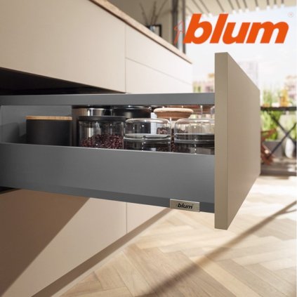 BLUM - MERIVOBOX - sada výška E-reling - BLUMOTION TIP-ON - 40kg -  MD400 - tmavosivá