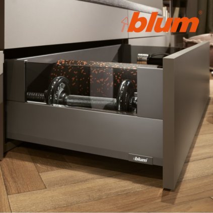 BLUM - MERIVOBOX - sada výška E-BOXCOVER - BLUMOTION TIP-ON - 70kg -  MD550 - tmavosivá