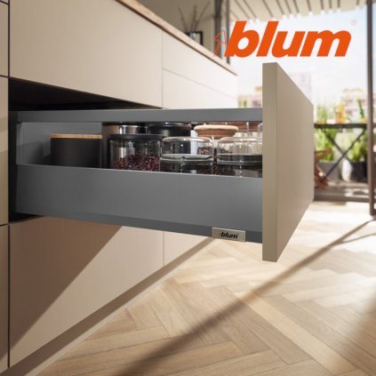BLUM - MERIVOBOX - sada výška E-reling - BLUMOTION TIP-ON - 70kg -  MD550 - tmavosivá