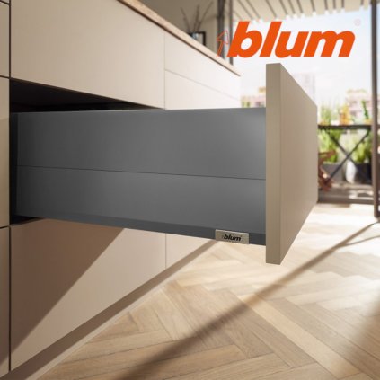 BLUM - MERIVOBOX - sada výška E-BOXCAP - BLUMOTION TIP-ON - 40kg -  MD500 - tmavosivá