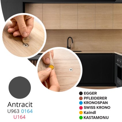 Krytka samolepiaca - Antracit - U963 / 0164 / U164 - Ø 14 mm