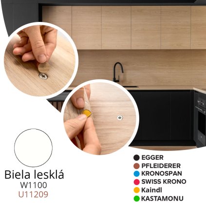 Krytka samolepiaca - Biela lesklá - W1100 / U11209 - PG - Ø 14 mm