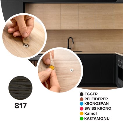 Krytka samolepiaca - 817 - Dub antracit - Ø 14 mm