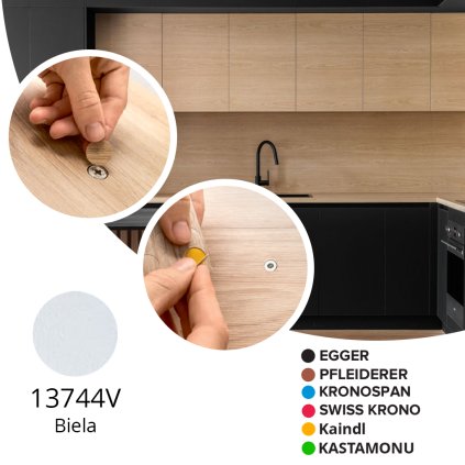 Krytka samolepiaca - 13744V / U705 Biela - Ø 13 mm