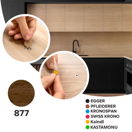 Krytka samolepiaca - 877 - Prírodný orech dijon - Ø 14 mm