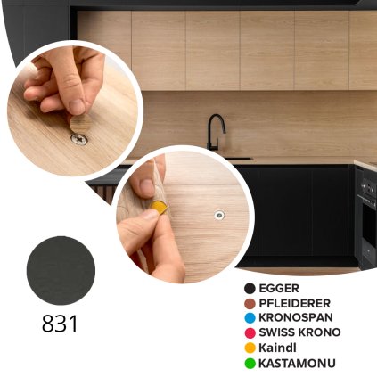 Krytka samolepiaca - 831 - Antracit - U963 - Ø 14 mm