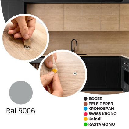 Krytka samolepiaca - Sivá - Ral 9006 - Ø 13 mm