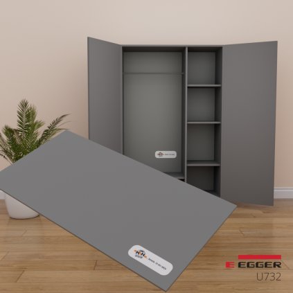 EGGER - HDF - U5035 - Prachovo šedá (U732), lakovaná - 2800 x 2090 x 3 mm