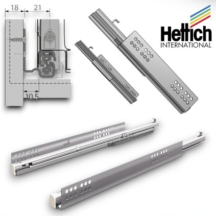 Hettich - ATIRA - QUADRO V6 plnovýsuv Push to Open - 22 kg nosnosť (Variant Dľžka 300 mm)