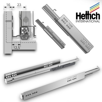 Hettich - ATIRA - QUADRO V6 plnovýsuv s tlmením, 30kg, EB 12,5