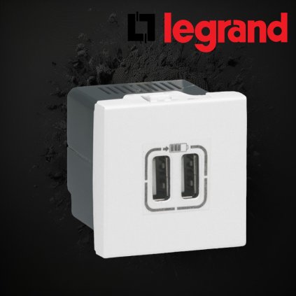 Elektrická zásuvka - Zásuvka LEGRAND Mosaic, 2 x USB, 077594, biela