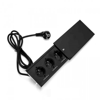 Elektrická zásuvka - Posuvná zásuvka Flexiport, modul III, 3 x 230V, Čierna matná - VÝBEH