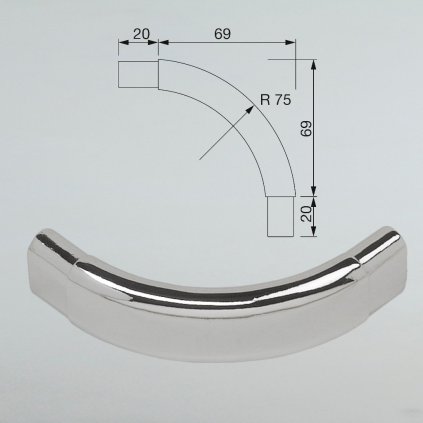Rohový element k vešiakovej tyči 30 x 15 mm, oblúkové koleno 90°