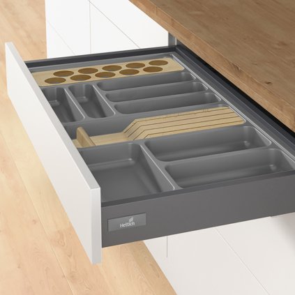 Hettich-OrgaTray 440 príborník antracit, hľbka 380 - 440 mm šírka