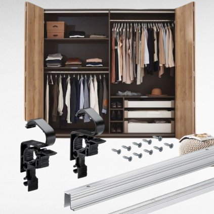 Hettich - WingLine L - Súprava profilov s dolným vedením, 2,4 m, eloxovaná