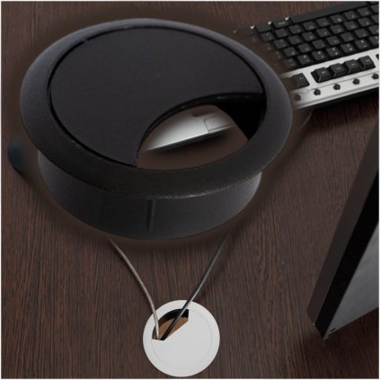 Priechodka káblová, 60 mm, čierna