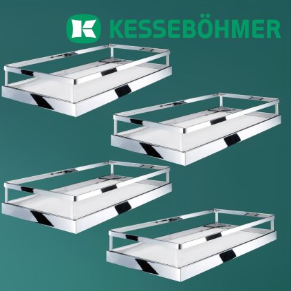 Kesseboehmer - MagicCorner koše ARENAplus style, 4ks, Chróm / Biely