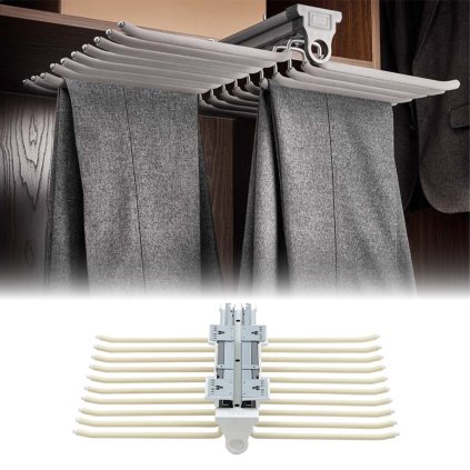 Výsuvný vešiak na nohavice WB-668, dvojitý, biely