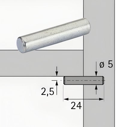 Policová podperka 5 x 24 mm