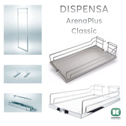 SET: Kesseboehmer Dispensa - ArenaPlus - Classic (Variant Farba Chróm/Biela, Variant Šírka Šírka 150 mm / Výška 1200 - 1600 mm)