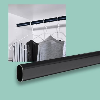 Vešiaková tyč oválna 30 x 15 x 3000 mm, čierna