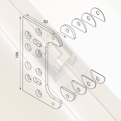 Nastaviteľná montážna podložka k závesu K8060, pozink biely