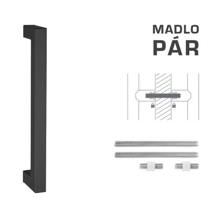 Madlo - K02K, Čierna matná, 300 mm