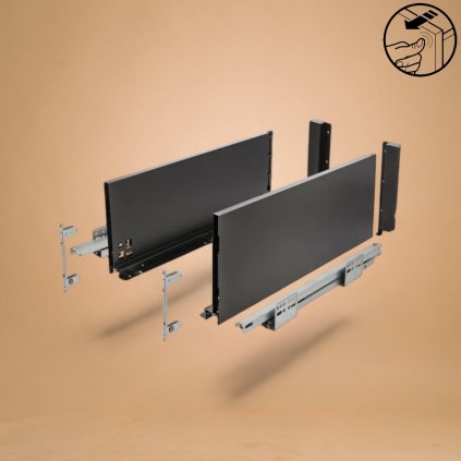 AXISPRO-D/200mm výsuv Push to open, čierna (Variant Dľžka 500 mm)