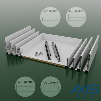 AXISPRO - Komplet zásuvka biele drevené dno do korpusu 450 mm /