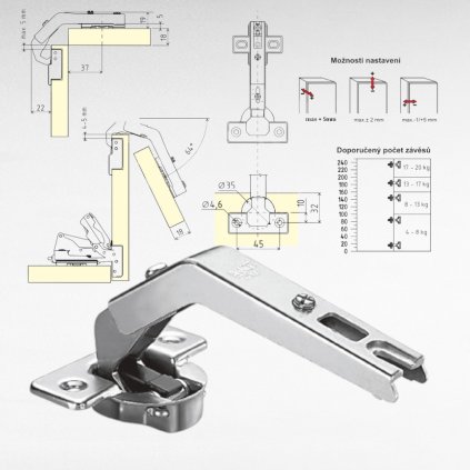 DANCO - záves 180° bez pružiny