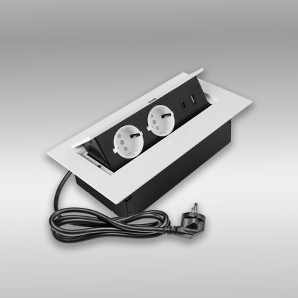 Elektrická zásuvka - Výklopná zásuvka GTV FLEXIPORT, 2 x 230V, USB A+C, Biela