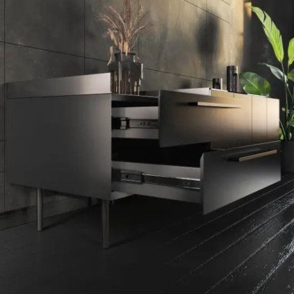 Ložiskový plnovýsuv 45 s tlmením, Versalite Plus+, čierna