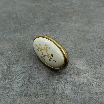 Knopok - BM Grace, Biely porcelán / Stará zlatá