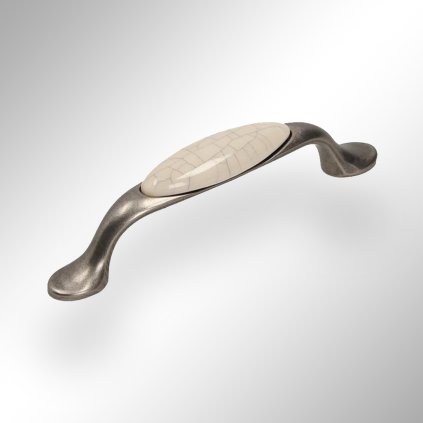 Úchytka - UP19, Porcelánová / Staré striebro, 96 mm