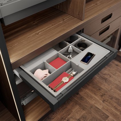 Zásuvkový organizér do šatníka ELITE, Antracit