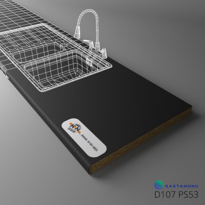KASTAMONU - Pracovná doska TECHNOTOP - D107 PS53 - 4100 x 900 x 38 mm - Black