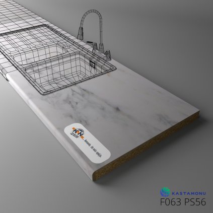KASTAMONU - Pracovná doska TECHNOTOP - F063 PS56 - 4100 x 900 x 38 mm - Manisa Marble