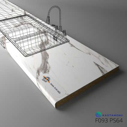 KASTAMONU - Pracovná doska TECHNOTOP - F093 PS64 - 4100 x 600 x 38 mm - Iguazu Marble