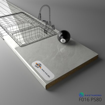 KASTAMONU - Pracovná doska TECHNOTOP - F016 PS80 - 4100 x 600 x 38 mm - Antalya Marble