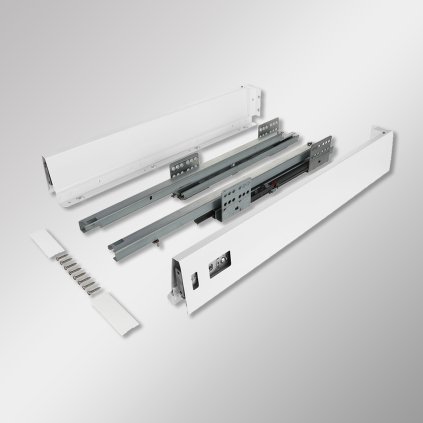 Skrytý výsuv ND30 s tlmením, s dvojitou bočnicou, Biela 86/