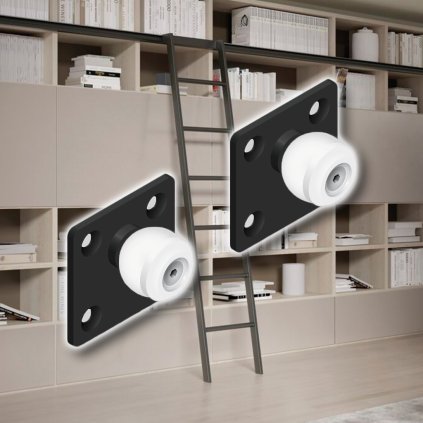 CINETTO - Scala sada na drevený posuvný rebrík, čierna oceľ