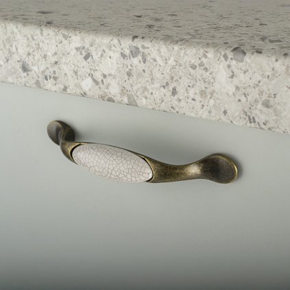 Úchytka - Gipa, Stará zlatá / Porcelán popraskaný, 96 mm