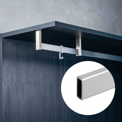 NANO šatníková tyč, Ušľachtilá oceľ kefovaná