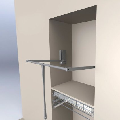 Sklopný vešiak teleskopický, sivý plast / oceľ, 770-1200 mm