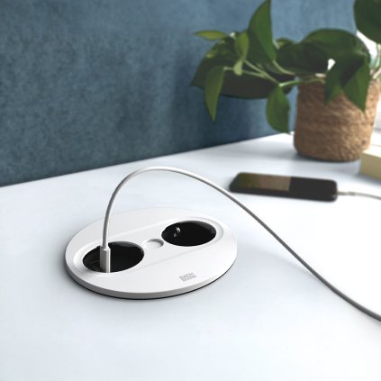 Elektrická zásuvka - Otočná zásuvka BACHMANN TWIST 2, 1 x 230V, USB A+C, biela