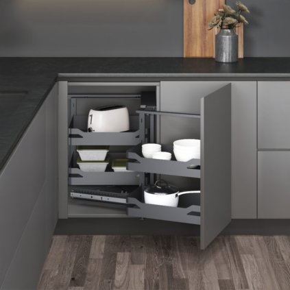 Wireli - MagicCorner Style s tlmením, plné dna, 850-940x530x595 mm, antracit, pravé