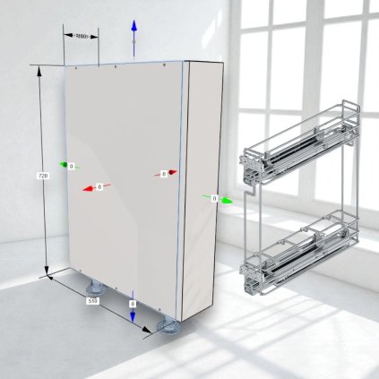 Kuchynská skrinka - spodná - 150 mm - výsuvny kôš STARAX pravý - dvierka