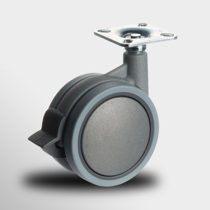 Koliesko nábytkové D75, platnička 48 x 48 mm, 75 mm, Sivá